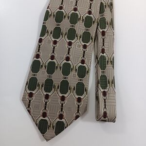Pavia Olive and Taupe Geometric Men's Tie